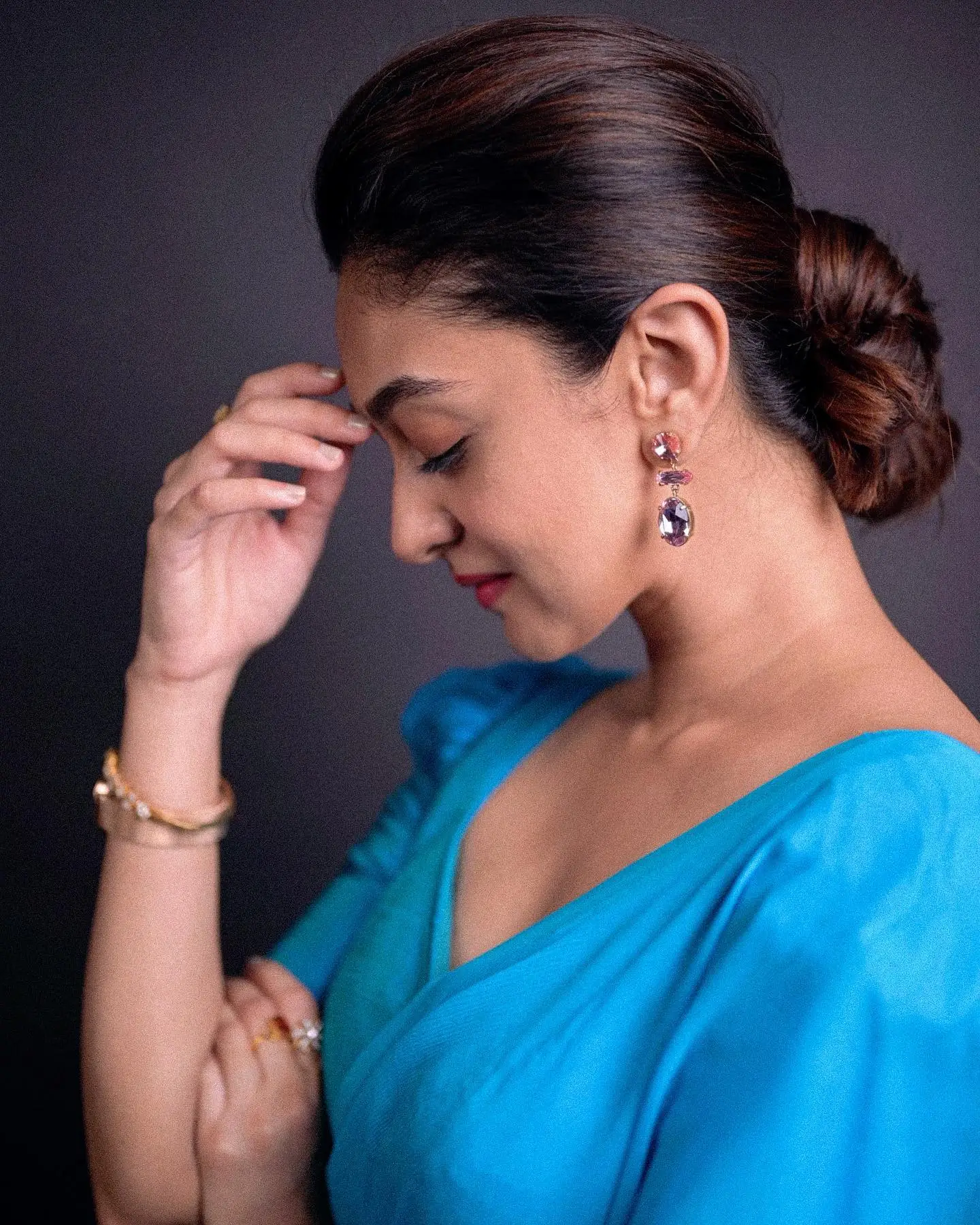 Aishwarya Arjun Stills in Blue Saree